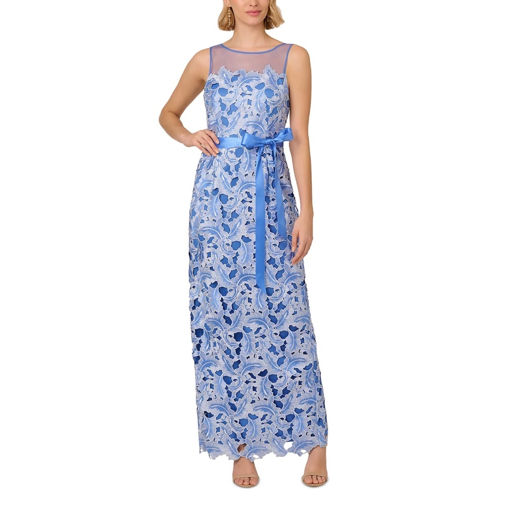Adrianna Papell: Illusion Neck Tonal Lace Dress (NWT)